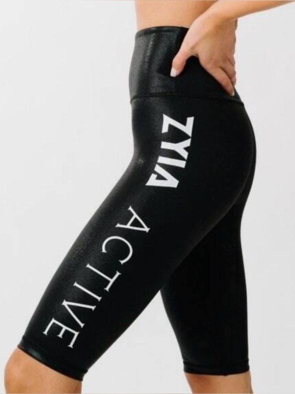 ZYIA Black Metallic Light N Tight Hustle Shorts, Large
